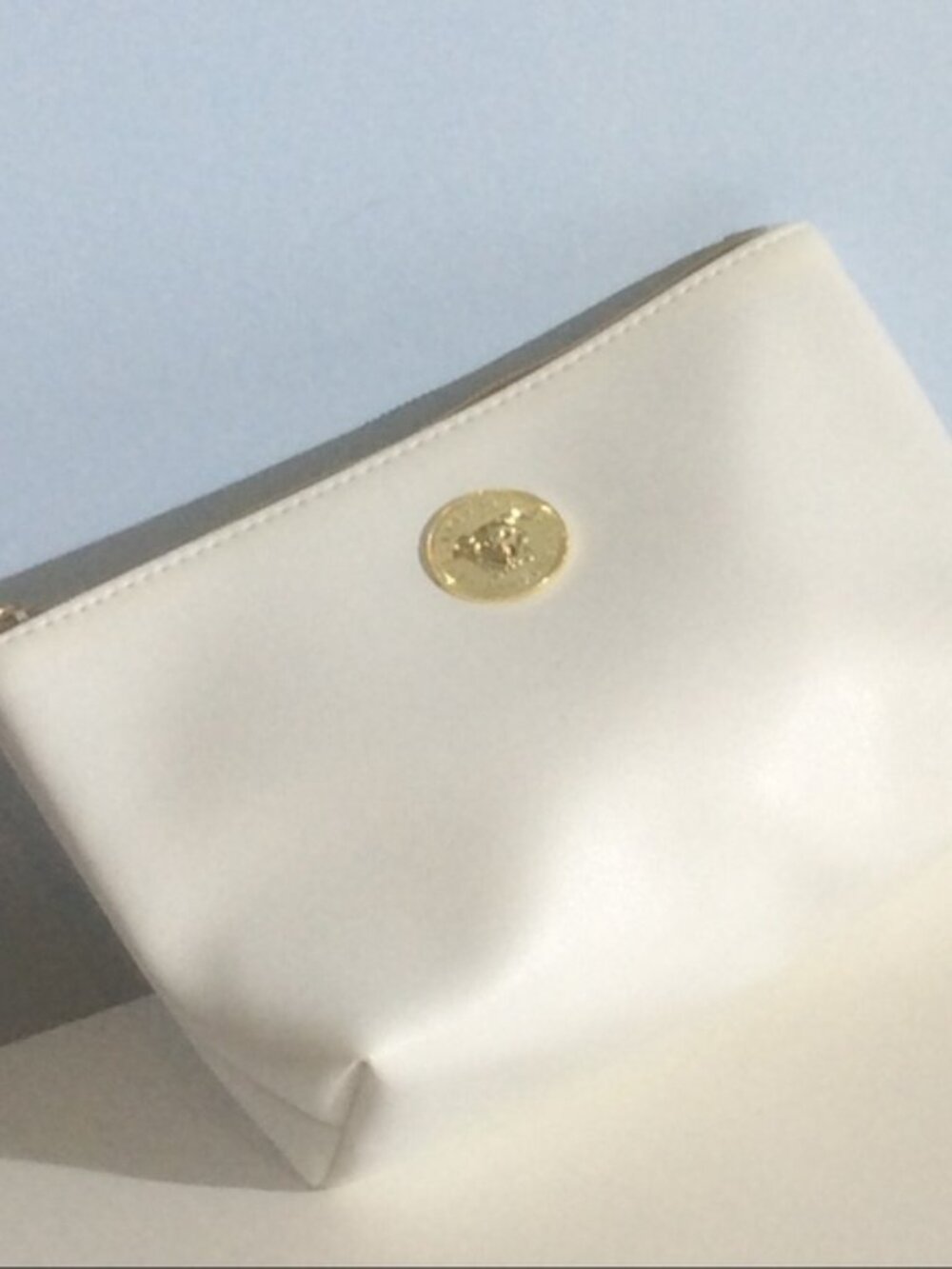 Versace Parfums White Gold Tone Logo Top Zip Makeup Case Bag Turkish Airlines